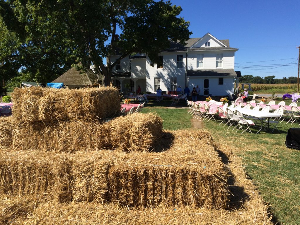 Tables and chairs or hay bales...you choose!